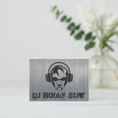 クールなdjは金属名刺のロゴに直面します 名刺 (スタンド正面)