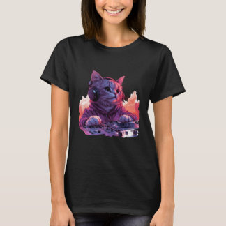 クールなDJ猫のTシャツ、面白い猫のTシャツ Tシャツ