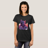 クールなDJ猫のTシャツ、面白い猫のTシャツ Tシャツ (正面フル)
