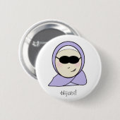 クールなHijabi - hijabのプリントを持つイスラム教のイスラム教の女の子 缶バッジ (正面&裏面)