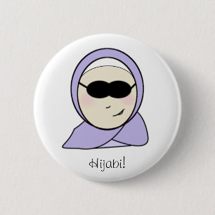 クールなHijabi - hijabのプリントを持つイスラム教のイスラム教の女の子 缶バッジ