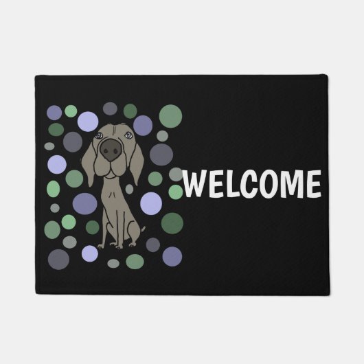 クールなWeimaranerおよび円パターン抽象美術 ドアマット (正面)
