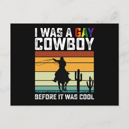 クールになる前からゲイカウボーイでした LGBT ポストカード (正面)