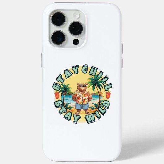 クールに生きてワイルドに生きろ - 夏のビーチのクマデザイン Case-Mate iPhoneケース (裏面)