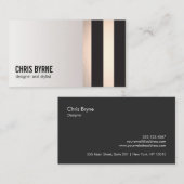 クールはっきりしたモダン黒とバラの金ゴールドストライプの2 名刺 (正面/裏面)