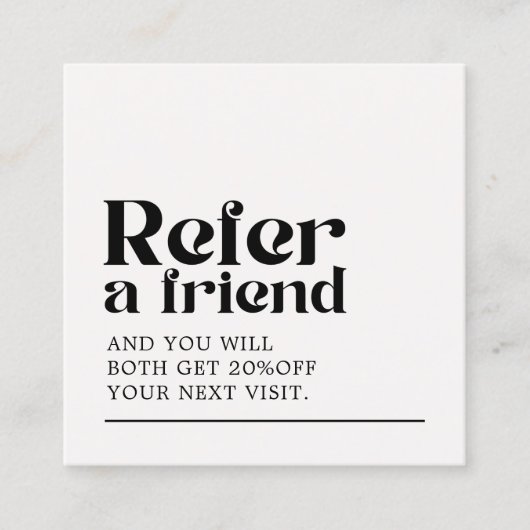 クールはっきりした白黒美しいサロン 紹介カード (正面)