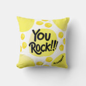 クールよくはしゃぐ黄色の水玉模様水色 クッション (正面)