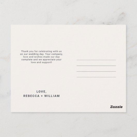 クールアイボリーの写真結婚に感謝 ポストカード (裏面)