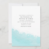 クールアクアブルーウェーブスプラッシュビーチウェディング 招待状 (正面)