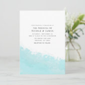 クールアクアブルーウェーブスプラッシュビーチウェディング 招待状 (スタンド正面)