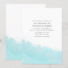 クールアクアブルーウェーブスプラッシュビーチウェディング 招待状