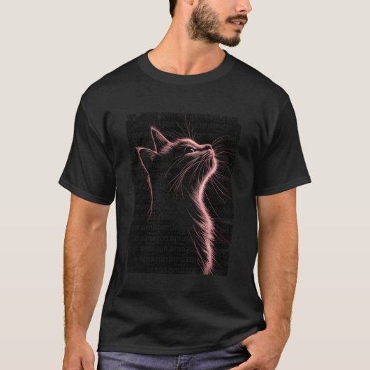 クールアート グラフィック 黒猫 Tシャツ (正面)
