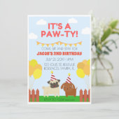クールエキサイティングな犬テーマ誕生日パーティー 招待状 (スタンド正面)