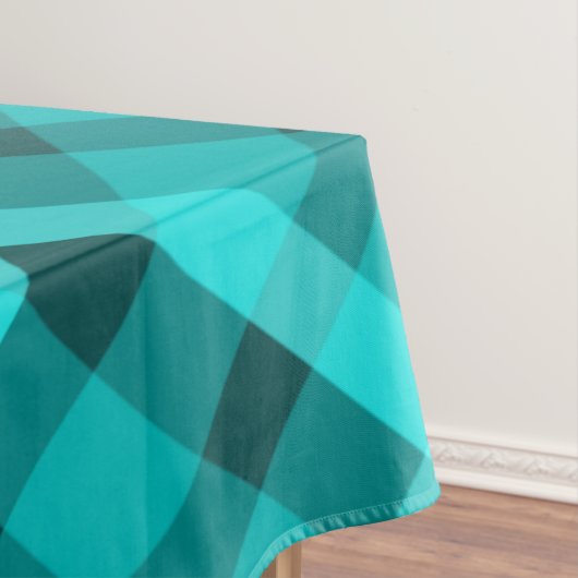 クールエレガントターコイズ格子大型テーブルクロス テーブルクロス (インサイチュ)