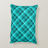クールエレガントターコイズ格子枕 アクセントクッション (裏面(縦))