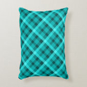 クールエレガントターコイズ格子枕 アクセントクッション (正面(垂直))