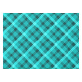 クールエレガントターコイズ格子状の小さなテーブルクロス テーブルクロス (正面(横))