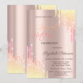 クールオンブレ グリッター ドリップ ローズゴールド スウィート16 招待状 (正面/裏面)