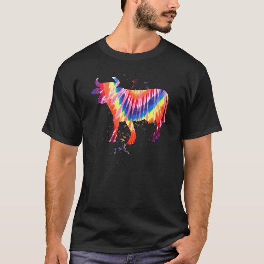 クールカウ タイダイ レトロ効果 Tシャツ (正面)