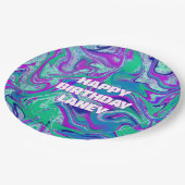 クールカスタムアクアスワールグリッターガールバースデーパーティー ペーパープレート (アングル)