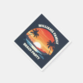 クールカスタムサンライズパームツリーズビーチパーティーブルー スタンダードカクテルナプキン (角)