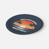 クールカスタムサンライズパームツリーズビーチパーティーブルー ペーパープレート (アングル)