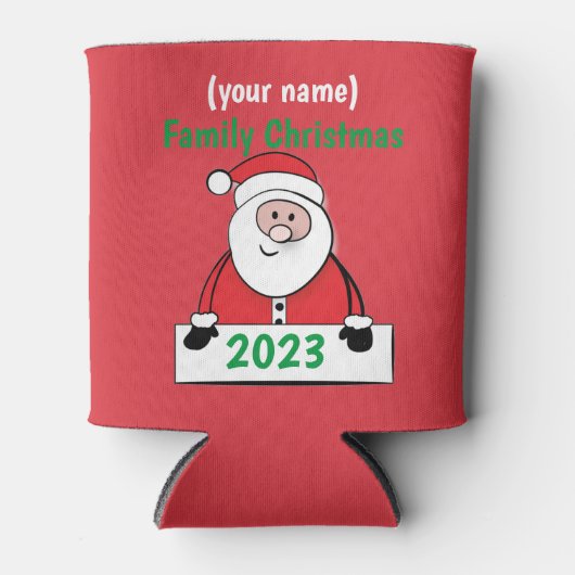 クールカスタム – 家族のクリスマス（名前を追加） 缶クーラー (正面)