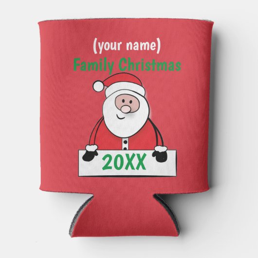 クールカスタム – 家族のクリスマス（名前を追加） 缶クーラー (正面)