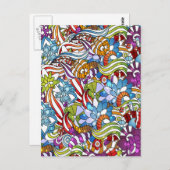 クールカラフルの離れ花は点を渦巻く ポストカード (正面/裏面)