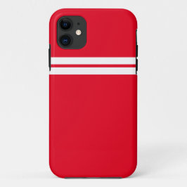 クールカラフルビーチレッドツインホワイトレーシングストライプズ iPhone 11 ケース