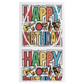 クールカラフルミュージカル楽器ハッピーバースデー スモールペーパーバッグ (裏面)