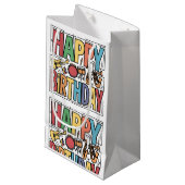 クールカラフルミュージカル楽器ハッピーバースデー スモールペーパーバッグ (正面アングル)