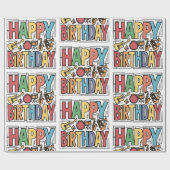 クールカラフルミュージカル楽器ハッピーバースデー ラッピングペーパー (フラット)