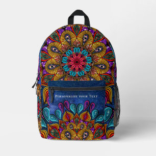クールカラフルモダンMandala Hippieあなたの名前を追加 プリントバックパック