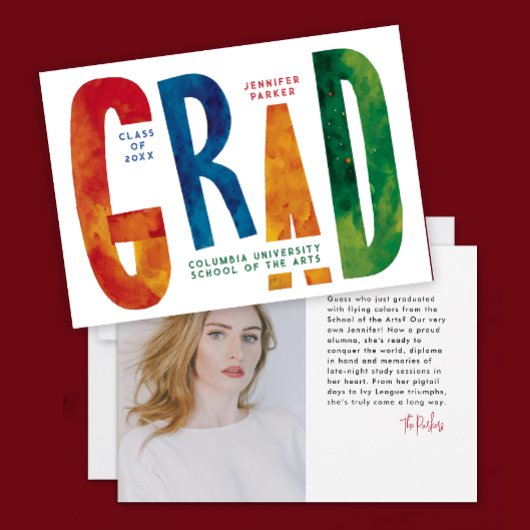 クールカラフル抽象芸術院写真タイポグラフィ 案内状