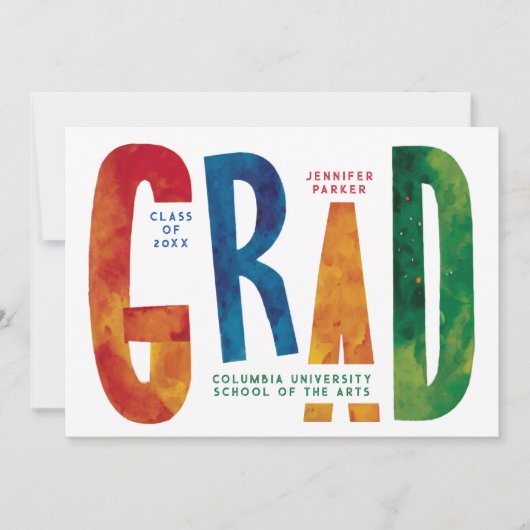 クールカラフル抽象芸術院写真タイポグラフィ 案内状 (正面)