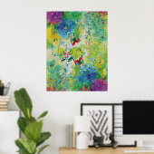 クールカラフル水色ステンドグラス効果 ポスター (ホームオフィス)