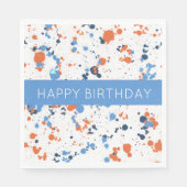 クールカラフル絵を描（ばちゃばちゃ）跳ねるハッピーバースデー スタンダードランチョンナプキン (正面)