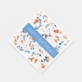 クールカラフル絵を描（ばちゃばちゃ）跳ねるハッピーバースデー スタンダードランチョンナプキン (角)