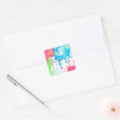 クールカラフル鮮やか水の色ラブワード スクエアシール (封筒)