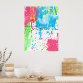 クールカラフル鮮やか水の色ラブワード ポスター (キッチン)