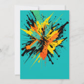 クールカラフル(ばちゃばちゃ)跳ねる10代のターコイズ 招待状 (裏面)