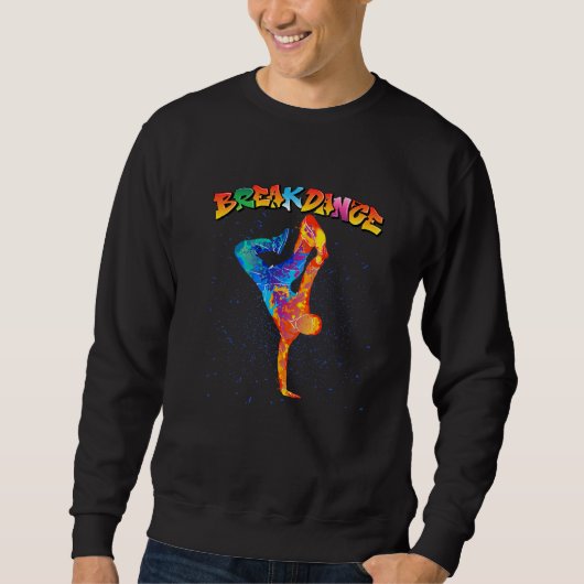 クールカラフルBreakdancing & Music Graphic スウェットシャツ (正面)