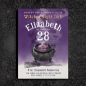 クールカルドロンパープル魔法ウィッチバースデーパーティー 招待状