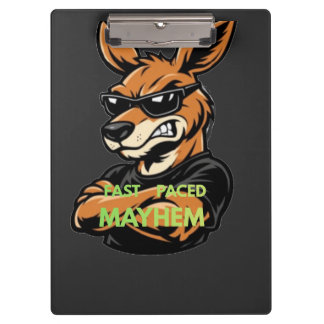 クールカンガルー激しいスピード感 ブラックTシャツ クリップボード
