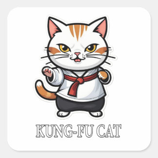 クールカンフー猫シール スクエアシール