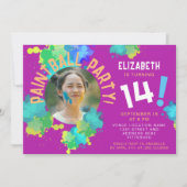 クールガーリーカラフル(ばちゃばちゃ)跳ねる10代のスポーツ 招待状 (正面)
