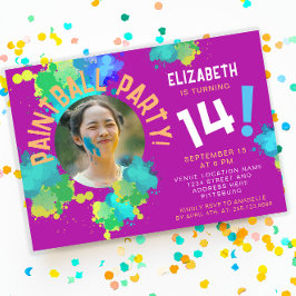 クールガーリーカラフル（ばちゃばちゃ）跳ねる10代のスポーツ 招待状