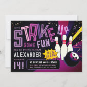 クールガーリーボーリングカラフルストライク 招待状 (正面)