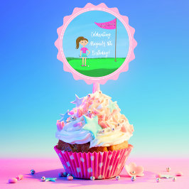 クールガールズゴルフ誕生日パーティーケーキポップ ラウンドシール